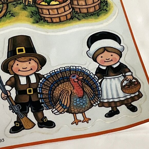 Vintage Happy Thanksgiving Rainbow Clings Michael Macone 1993 Set Of 3 - Picture 5 of 10